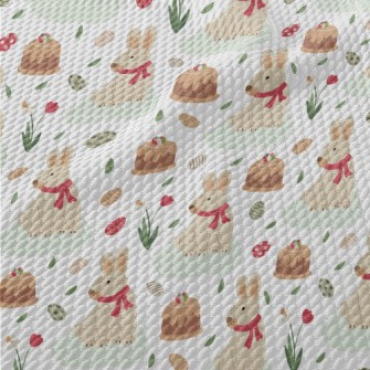 Cute Sleepy Rabbit Birdseye Piqué