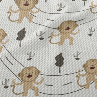 Monkeys Dancing On The Road Birdseye Piqué