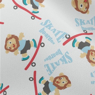 Cute Lion Playing Skateboard Chiffon