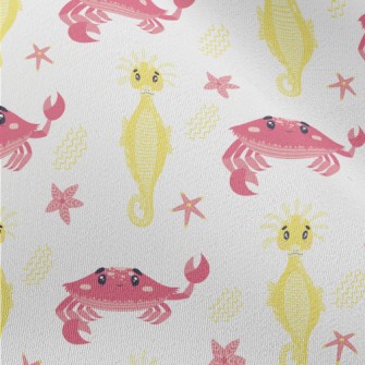 Pink Crab And Yellow Seahorse Chiffon