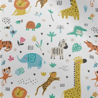 African Animals Playing Togeth Chiffon