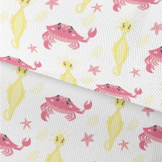 Pink Crab And Yellow Seahorse Waterproof Oxford