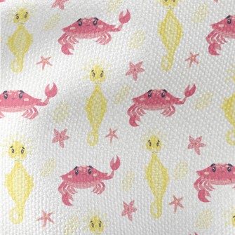 Pink Crab And Yellow Seahorse Waterproof Canvas