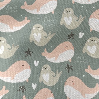 Whales And Seals Playing In Th Waterproof Canvas