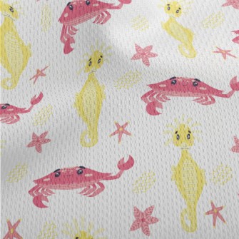Pink Crab And Yellow Seahorse Athletic Mesh Flat Back