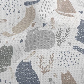 Playful Cat Rendered In Doodle Athletic Mesh Flat Back
