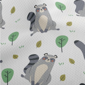 Raccoon Playing On The Grass Athletic Mesh Flat Back