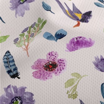 Watercolor Style Purple Flower Athletic Mesh Flat Back