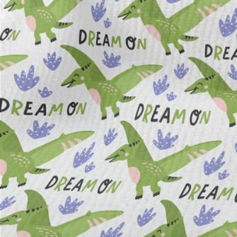Green Pterosaur Flying High In Terry