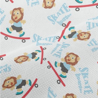Cute Lion Playing Skateboard Performance Linen