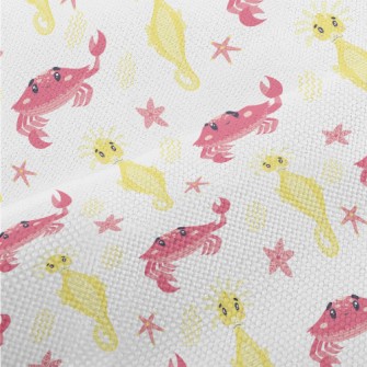 Pink Crab And Yellow Seahorse Performance Linen