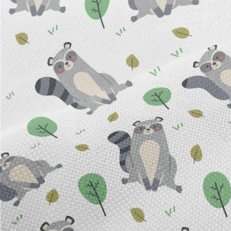 Raccoon Playing On The Grass Performance Linen