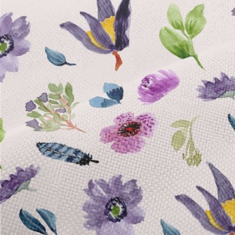 Watercolor Style Purple Flower Performance Linen