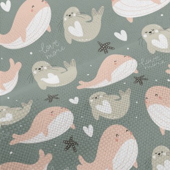 Whales And Seals Playing In Th Performance Linen