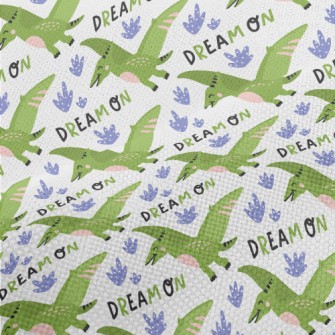 Green Pterosaur Flying High In Performance Linen