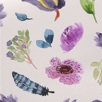 Watercolor Style Purple Flower Twill