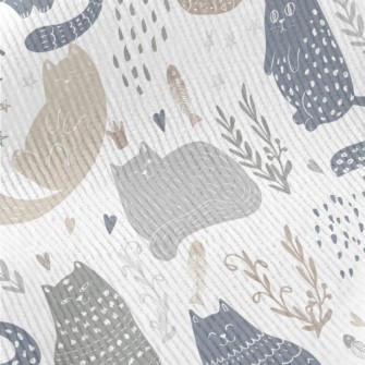 Playful Cat Rendered In Doodle Standard Corduroy