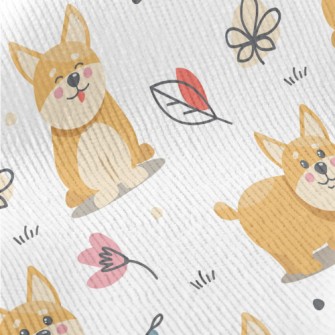 Little Corgi Playing On The Gr Standard Corduroy