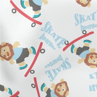 Cute Lion Playing Skateboard Stretch Ponte