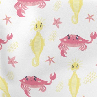 Pink Crab And Yellow Seahorse Stretch Ponte