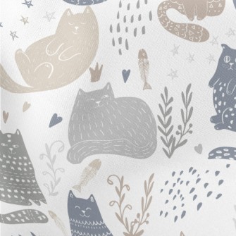 Playful Cat Rendered In Doodle Stretch Ponte