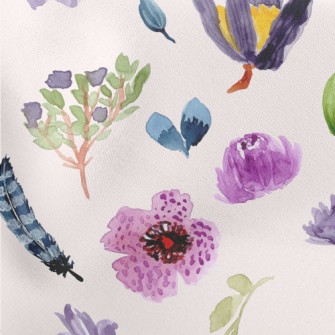 Watercolor Style Purple Flower Stretch Ponte
