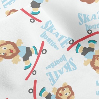 Cute Lion Playing Skateboard Micro Fleece