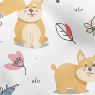 Little Corgi Playing On The Gr Micro Fleece