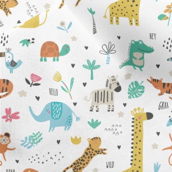 African Animals Playing Togeth Micro Fleece