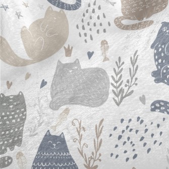 Playful Cat Rendered In Doodle Minky