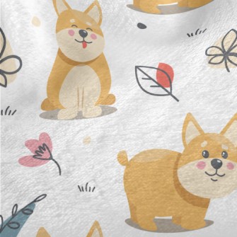 Little Corgi Playing On The Gr Minky