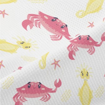 Pink Crab And Yellow Seahorse Piqué