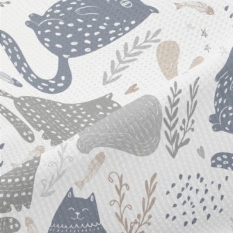 Playful Cat Rendered In Doodle Piqué
