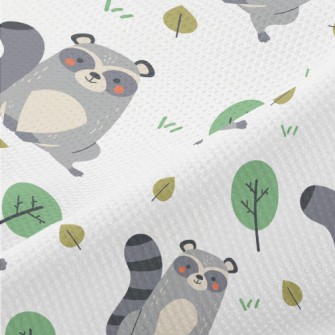 Raccoon Playing On The Grass Piqué