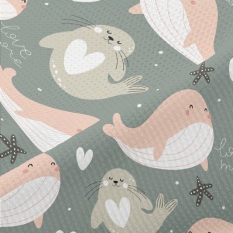 Whales And Seals Playing In Th Piqué