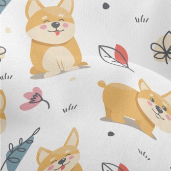Little Corgi Playing On The Gr Lightweight Performance Linen