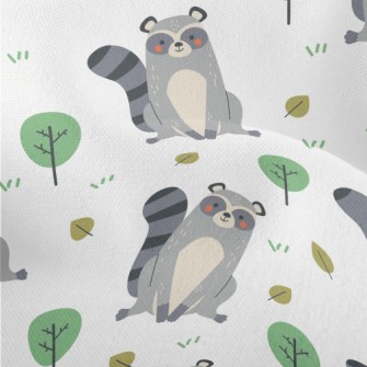 Raccoon Playing On The Grass Lightweight Performance Linen