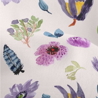 Watercolor Style Purple Flower Lightweight Performance Linen