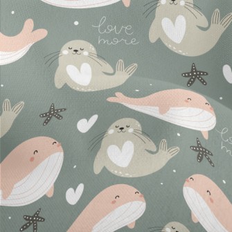 Whales And Seals Playing In Th Lightweight Performance Linen