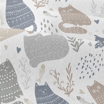 Playful Cat Rendered In Doodle Modern Jersey