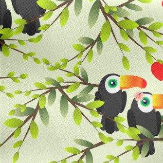 Toucan Couple On The Tree Jersey Backed Fleece
