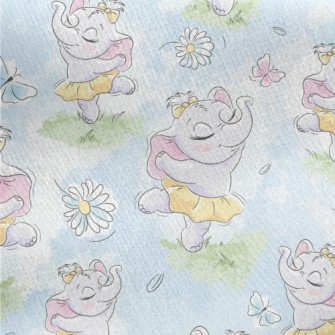 Cute Baby Elephant Ballerina Jersey Backed Fleece