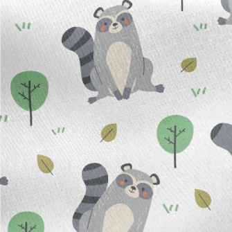 Raccoon Playing On The Grass Jersey Backed Fleece
