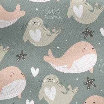 Whales And Seals Playing In Th Jersey Backed Fleece
