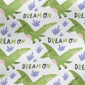 Green Pterosaur Flying High In Jersey Backed Fleece