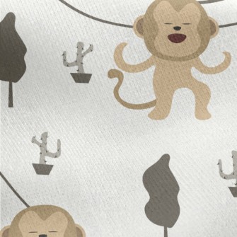 Monkeys Dancing On The Road Jersey Backed Fleece