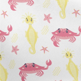 Pink Crab And Yellow Seahorse Pongee
