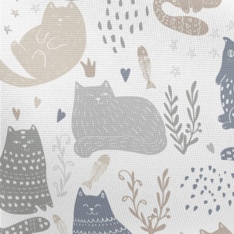 Playful Cat Rendered In Doodle Pongee