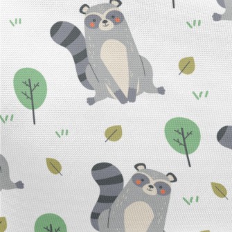 Raccoon Playing On The Grass Pongee