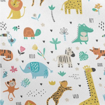 African Animals Playing Togeth Pongee